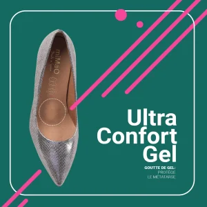 Satisfait ou Remboursé MiMaO ShopOnline STILETTO SAUVAGE – Chaussures Métallisées à Talon Aiguille Imprimé Serpent ARGENTÉ 21