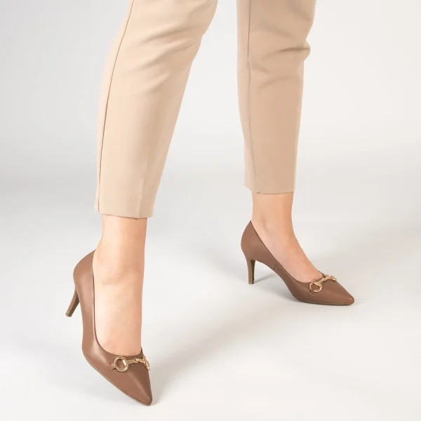 MiMaO ShopOnline ÉLÉGANCE- Stiletto Avec Ornement Métallisé CAMEL magasin en ligne france 7