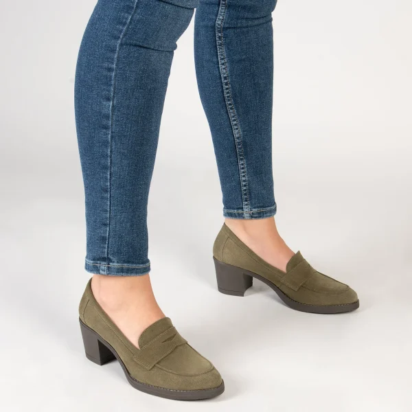 MiMaO ShopOnline MOKKA – Mocassin En Nubuck à Talon VERT dernières 7