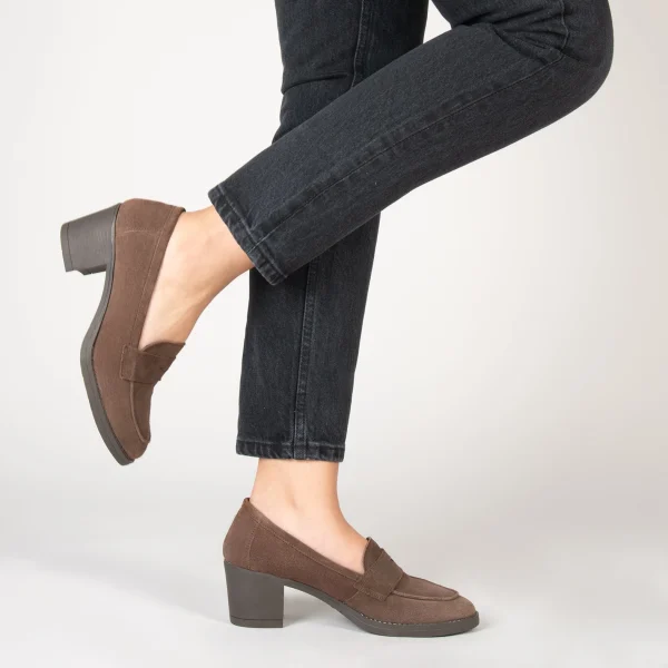 Prestation Et Rapide MiMaO ShopOnline MOKKA – Mocassin En Nubuck à Talon MARRON 7