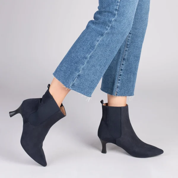 en ligne MiMaO ShopOnline CHIC– Bottines Chelsea à Talon Bobine BLEU MARINE 7