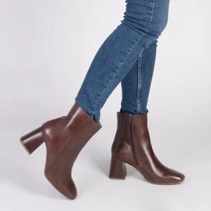 MiMaO ShopOnline PARIS – Bottines à Talon Bloc Et Bout Carré MARRON Nappa dernières 19