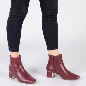 soldes de Noël MiMaO ShopOnline GOLD – Bottines à Talon Large Avec Détail Doré BORDEAUX 19