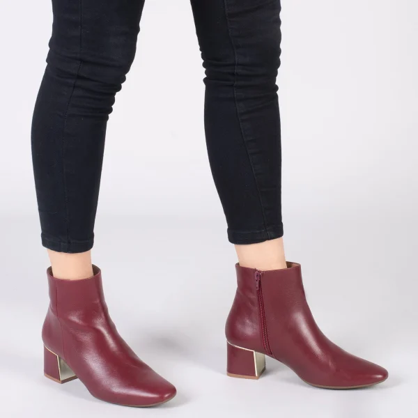 soldes de Noël MiMaO ShopOnline GOLD – Bottines à Talon Large Avec Détail Doré BORDEAUX 7