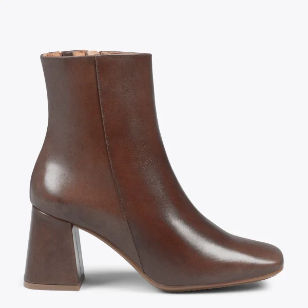 MiMaO ShopOnline PARIS – Bottines à Talon Bloc Et Bout Carré MARRON Nappa dernières 1