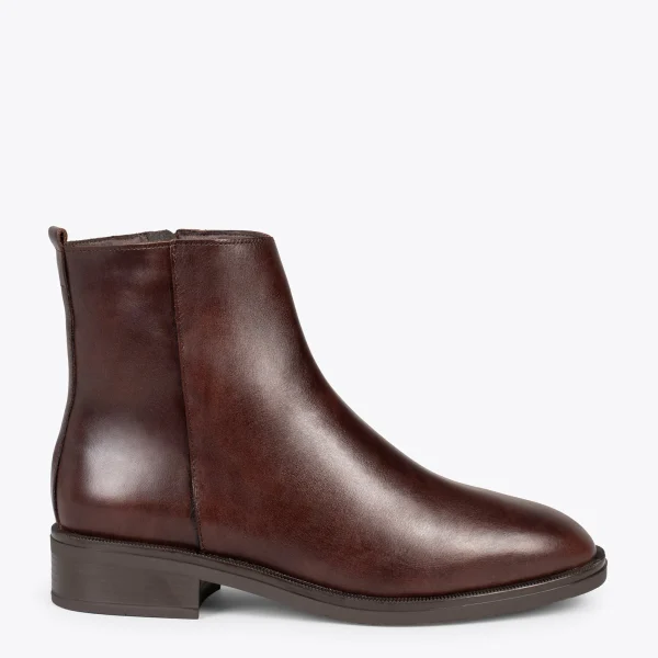 MiMaO ShopOnline MANCHESTER – Bottines Plates Avec Zip MARRON en vente 1