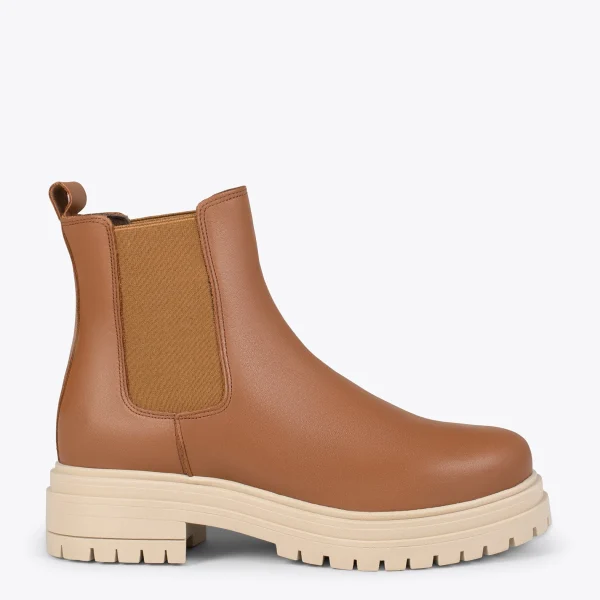 MiMaO ShopOnline LEEDS – Bottines En Cuir Avec Plateforme CAMEL garantis authentique 1