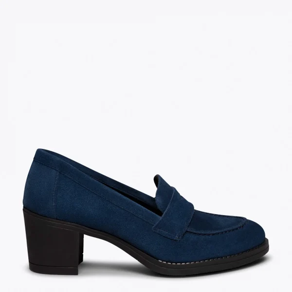 à prix d'occasion MiMaO ShopOnline MOKKA – Mocassin BLEU Pour Femme à Talon 1