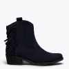 fashioniable MiMaO ShopOnline BOHO- Bottines BLEU MARINE Style Cowboy Avec Franges 28