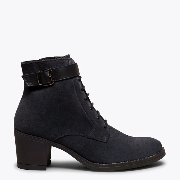 MiMaO ShopOnline TOP – Bottines à Lacets BLEU MARINE à Talon vente à bas prix 1