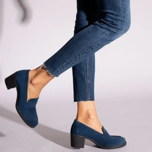 à prix d'occasion MiMaO ShopOnline MOKKA – Mocassin BLEU Pour Femme à Talon 22