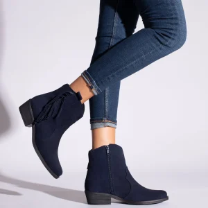 fashioniable MiMaO ShopOnline BOHO- Bottines BLEU MARINE Style Cowboy Avec Franges 19