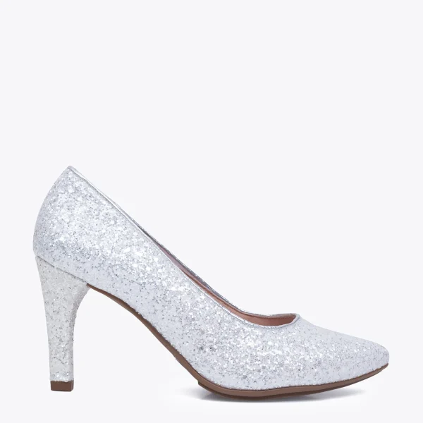 magasin france MiMaO ShopOnline GLAM STAR – Chaussure Glitter à Talon Aiguille BLANC 1