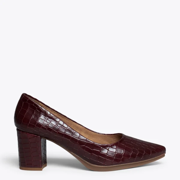 MiMaO ShopOnline URBAN S COCO – Chaussures à Talon BORDEAUX Avec Imprimé Crocodile Retour Gratuit 1