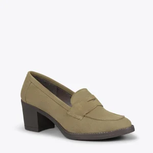 MiMaO ShopOnline MOKKA – Mocassin En Nubuck à Talon VERT dernières 15