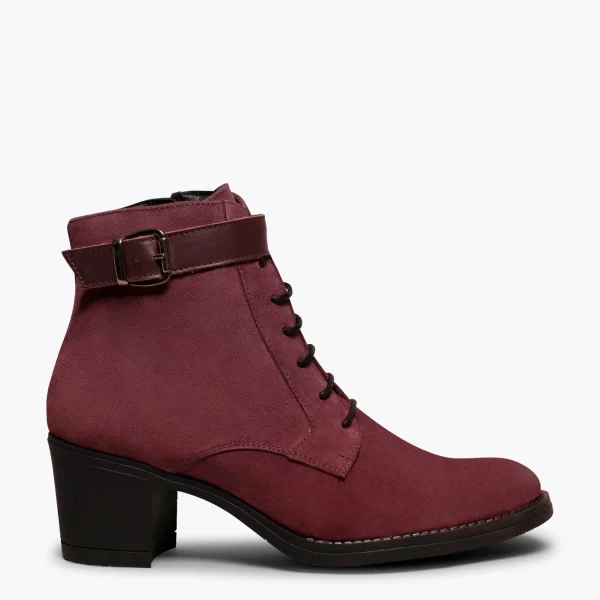 MiMaO ShopOnline TOP – Bottines à Lacets BORDEAUX à Talon REMISE 1