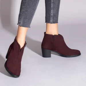 guranteed de qualité MiMaO ShopOnline BASIC – Bottines BORDEAUX Basiques à Talon Large Et Décolleté En V 19