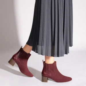 vente en ligne MiMaO ShopOnline DUO – Bottines En Cuir BORDEAUX Avec Imprimé Serpent 19