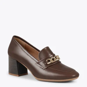 vente à bas prix MiMaO ShopOnline CHAIN – Mocassins Avec Talon Et Ornement Doré MARRON 15