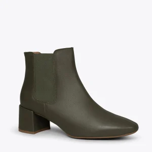 magasin en ligne france MiMaO ShopOnline BOTTIN URBAN – Bottines Chelsea En Cuir à Talon Large VERT 15