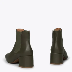 magasin en ligne france MiMaO ShopOnline BOTTIN URBAN – Bottines Chelsea En Cuir à Talon Large VERT 13