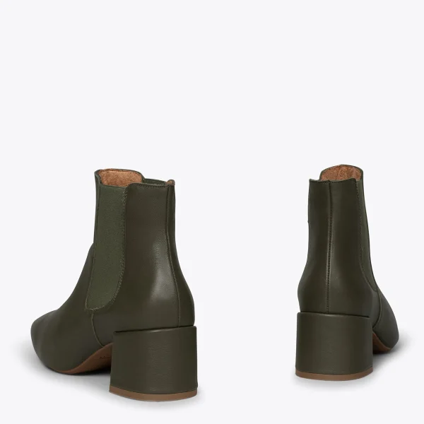 magasin en ligne france MiMaO ShopOnline BOTTIN URBAN – Bottines Chelsea En Cuir à Talon Large VERT 4