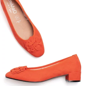 outlet MiMaO ShopOnline FLEUR- Ballerine En Daim Avec Fleur ORANGE 19