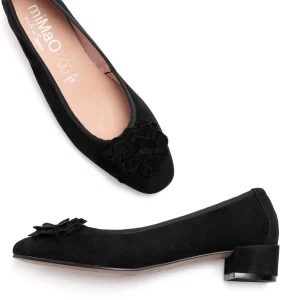 dernière tendance MiMaO ShopOnline FLEUR- Ballerine En Daim Avec Fleur NOIR 12