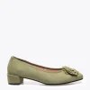 MiMaO ShopOnline FLEUR- Ballerine En Daim Avec Fleur VERT Réductions 23