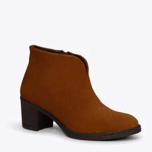 MiMaO ShopOnline BASIC – Bottines CAMEL Basiques à Talon Large Et Décolleté En V magasin 15