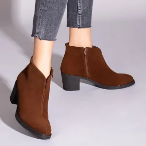 MiMaO ShopOnline BASIC – Bottines CAMEL Basiques à Talon Large Et Décolleté En V magasin 19