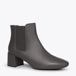 MiMaO ShopOnline BOTTIN URBAN – Bottines Chelsea En Cuir à Talon Large GRIS mode pas cher 15