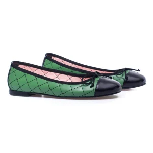 MiMaO ShopOnline BALLERINE LACET – Ballerine VERT Avec Broderie Losange Authentic Original licence 13