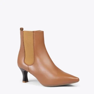 MiMaO ShopOnline CHIC – Bottines Chelsea à Talon Bobine CAMEL Nappa mode pas chere 15