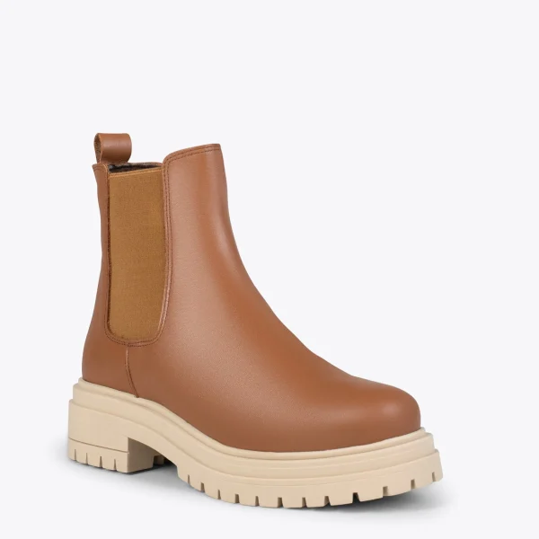 MiMaO ShopOnline LEEDS – Bottines En Cuir Avec Plateforme CAMEL garantis authentique 5