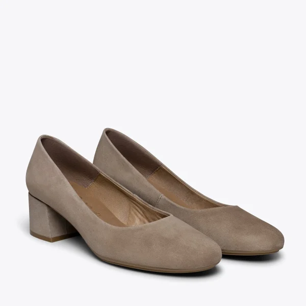 achat MiMaO ShopOnline URBAN ROND – Chaussure à Talon Bas TAUPE 3