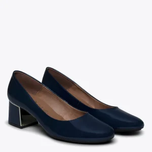 MiMaO ShopOnline URBAN DAME – Chaussure En Cuir Verni à Talon Moyen BLEU MARINE en ligne 11