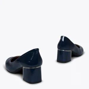 MiMaO ShopOnline URBAN DAME – Chaussure En Cuir Verni à Talon Moyen BLEU MARINE en ligne 15