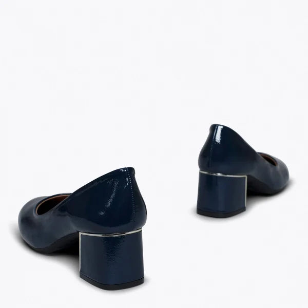 MiMaO ShopOnline URBAN DAME – Chaussure En Cuir Verni à Talon Moyen BLEU MARINE en ligne 5