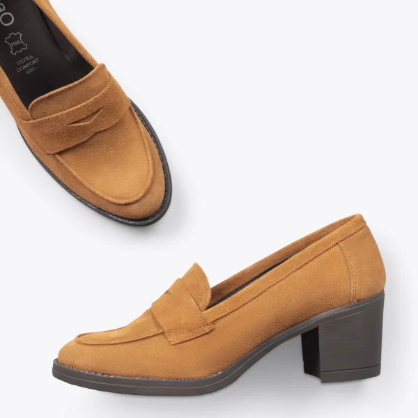 dernière tendance MiMaO ShopOnline MOKKA – Mocassin En Nubuck à Talon CAMEL 3