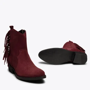 MiMaO ShopOnline BOHO- Bottines GRENAT Style Cowboy Avec Franges boutique en ligne 17