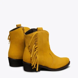 boutique en ligne MiMaO ShopOnline BOHO- Bottines MOUTARDE Style Cowboy Avec Franges 15