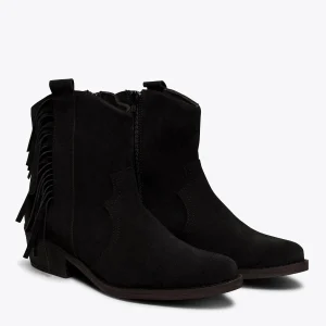 site en ligne MiMaO ShopOnline BOHO- Bottines NOIR Style Cowboy Avec Franges 11