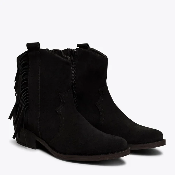 site en ligne MiMaO ShopOnline BOHO- Bottines NOIR Style Cowboy Avec Franges 3