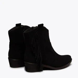 site en ligne MiMaO ShopOnline BOHO- Bottines NOIR Style Cowboy Avec Franges 15