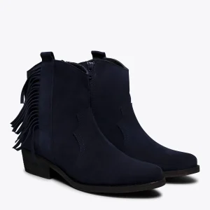 fashioniable MiMaO ShopOnline BOHO- Bottines BLEU MARINE Style Cowboy Avec Franges 11