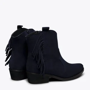 fashioniable MiMaO ShopOnline BOHO- Bottines BLEU MARINE Style Cowboy Avec Franges 15