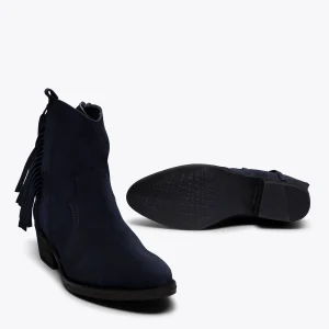 fashioniable MiMaO ShopOnline BOHO- Bottines BLEU MARINE Style Cowboy Avec Franges 17