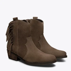 MiMaO ShopOnline BOHO- Bottines TAUPE Style Cowboy Avec Franges vente à bas prix 11