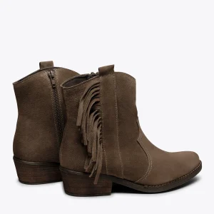 MiMaO ShopOnline BOHO- Bottines TAUPE Style Cowboy Avec Franges vente à bas prix 15